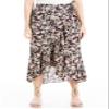 Max Studio Women's Crepe Maxi Ruffle Skirt, Black/Plum Nigella Blooms, X-Small view 1