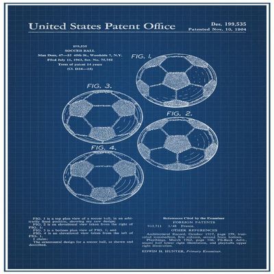 558134 Soccer Ball Classic Official Patent Blueprint Picture DECOR WALL 16x12 PRINT POSTER