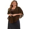 Baoqiya Chiffon Evening Shawl Scarf Wedding Shawls and Wraps for Women Party Bridal Dress on Special Occasion Dresses (Brown) view 2