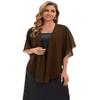 Baoqiya Chiffon Evening Shawl Scarf Wedding Shawls and Wraps for Women Party Bridal Dress on Special Occasion Dresses (Brown) view 3