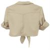 Omoone Women's 3/4 Sleeve Modern Denim Crop Top Tie Knot Shirt Cardigan(0774-Apricot-L) view 2