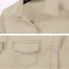 Omoone Women's 3/4 Sleeve Modern Denim Crop Top Tie Knot Shirt Cardigan(0774-Apricot-L) view 3