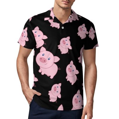 Cute Cartoon Pig Men's Polo Shirts Short Sleeve Sports Golf Shirt Casual T-Shirt Tee Tops 4XL