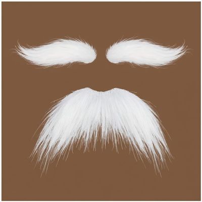 Honcloud Diy Self Adhesive Fake Mustache and Eyebrow Set Fake Beard Material Novelty Mustaches for Costume and Halloween Festival Party (White(eyebrows and mustache))