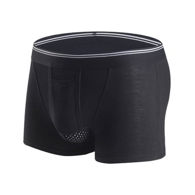 JEsilunmaMY Mens Separate Pouch Athletic Boxer Trunks Mid Waist Breathable Sport Boxer Brief Stretch Performance Underwear (Black-1PC,Large)