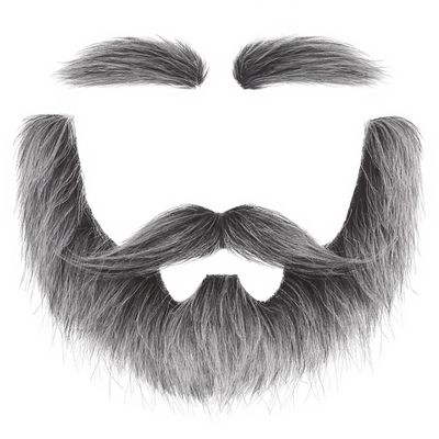 DIY Self Adhesive Fake Beard and Eyebrow Set Material Novelty Mustaches for Costume and Halloween Festival Party(Gray with White(Mustache and Eyebrow))