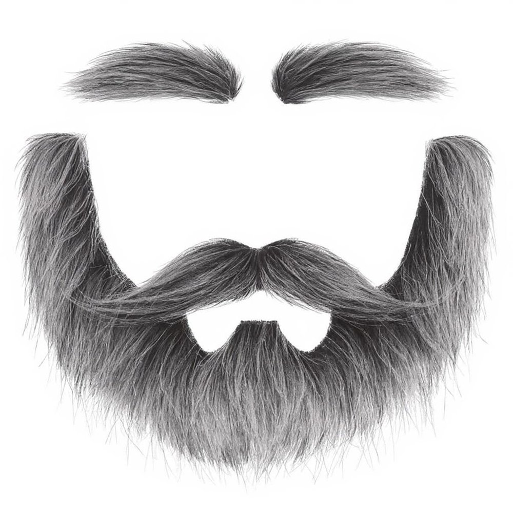 DIY Self Adhesive Fake Beard and Eyebrow Set Material Novelty Mustaches for Costume and Halloween Festival Party(Gray with White(Mustache and Eyebrow))