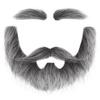 DIY Self Adhesive Fake Beard and Eyebrow Set Material Novelty Mustaches for Costume and Halloween Festival Party(Gray with White(Mustache and Eyebrow)) view 1