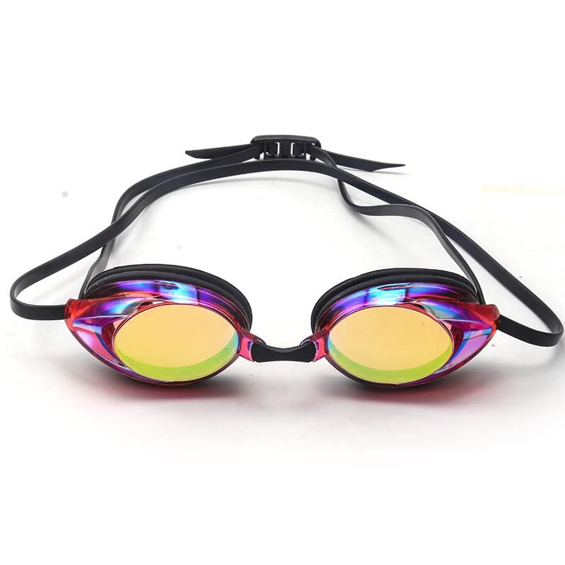 Adult racing goggles high definition anti fog anti UV electroplating swimming goggles (red)