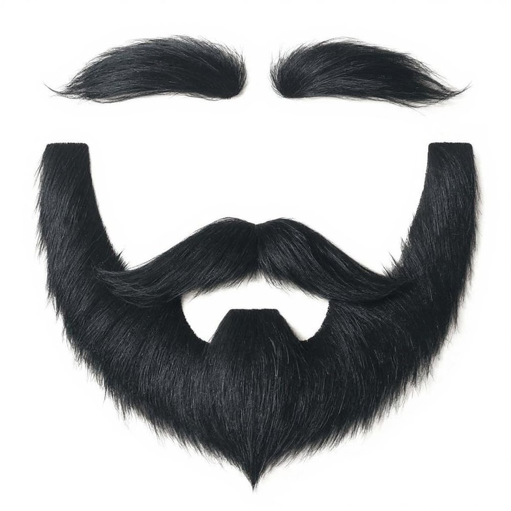 DIY Self Adhesive Fake Beard and Eyebrow Set Material Novelty Mustaches for Costume and Halloween Festival Party (Black(Mustache and Eyebrow))