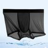 JEsilunmaMY Mens Mesh Sheer Boxer Trunks Quick-Drying Lightweight Boxer Brief Ice Silk Breathable Support Pouch Underwear (Black-1PC,X-Large) view 2