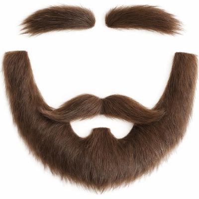 DIY Self Adhesive Fake Mustache Set Fake Beard Material Novelty Mustaches for Costume and Halloween Festival Party (Brown(Mustache and Eyebrow))