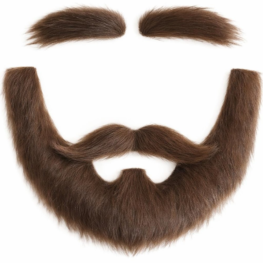 DIY Self Adhesive Fake Mustache Set Fake Beard Material Novelty Mustaches for Costume and Halloween Festival Party (Brown(Mustache and Eyebrow))