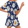 CLOHOMIN Cute Panda and Daisy Print Pajama Sets for Women White Flower Floral Lightweight Short Sleeve Sleepwear 2-Piece Summer Loungewear T-shirt Outfits with Matching Shorts Elegant Loose Pj view 2