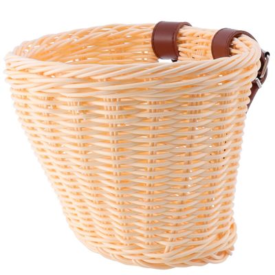1pc Children's Bicycle Basket Front Handlebar Bike Basket Bike Accessories Pe Imitation Rattan Material Women's