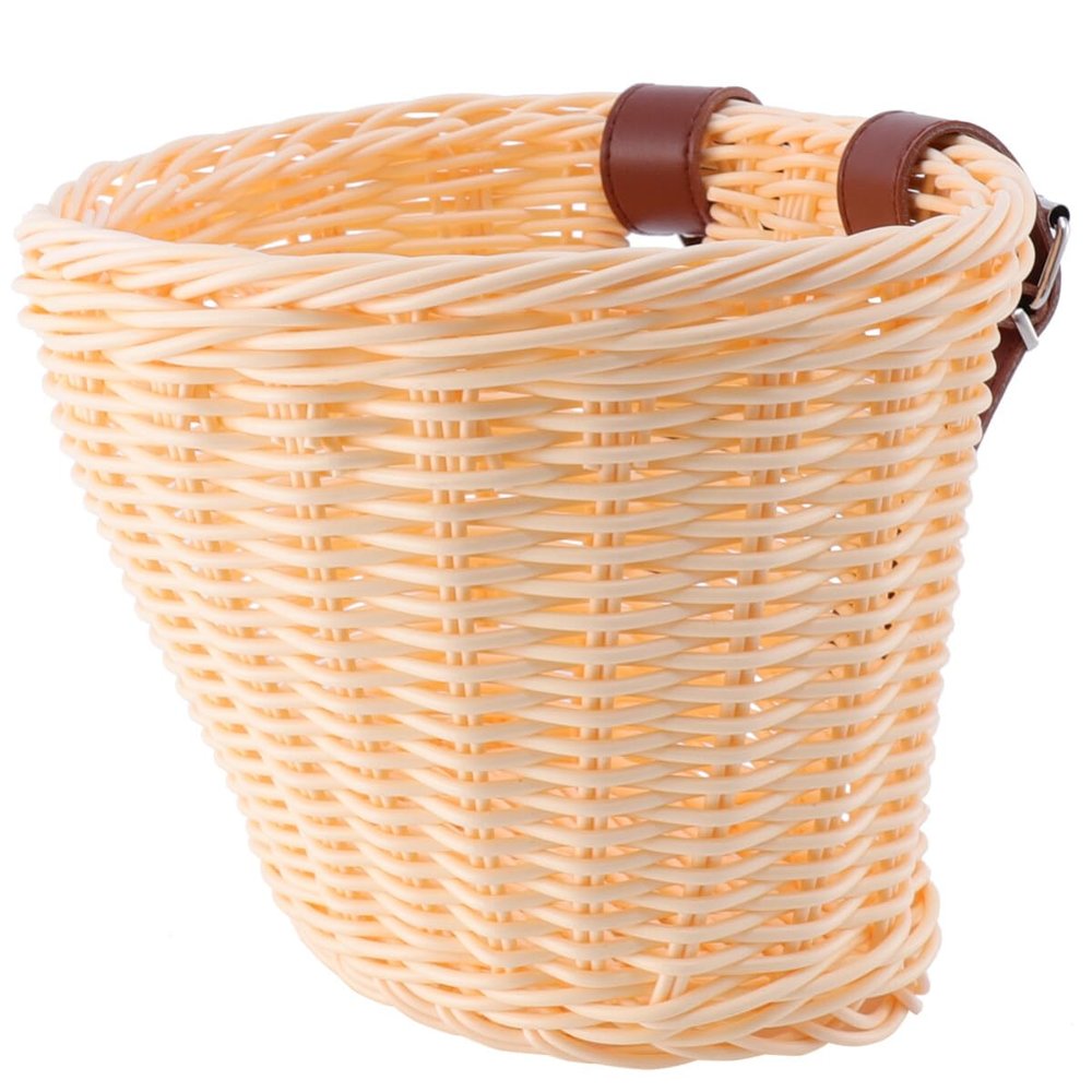 1pc Children's Bicycle Basket Front Handlebar Bike Basket Bike Accessories Pe Imitation Rattan Material Women's