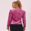 Allegra K Casual Velvet Top for Women's Soft Vintage Crew Neck Long Sleeve Christmas T-Shirt Small Fushcia view 4
