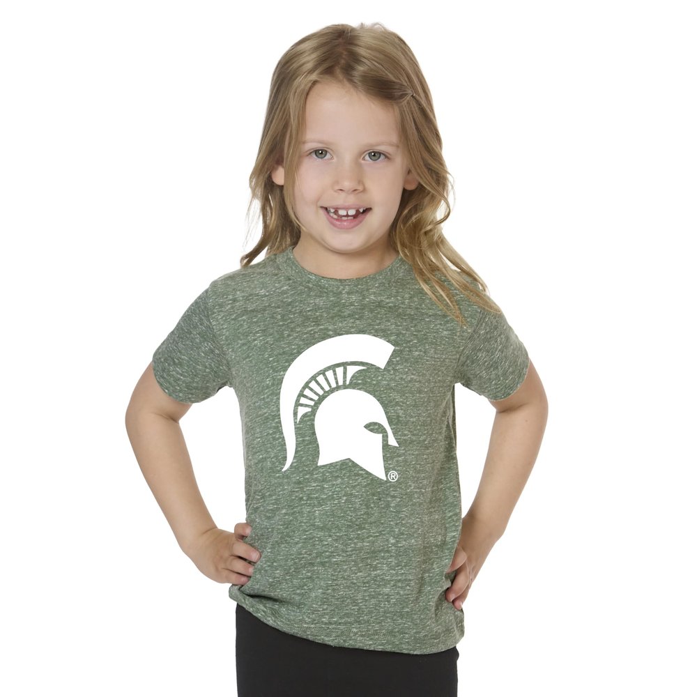 Little King Knobby NCAA Big Logo Toddler T-Shirt-Boys & Girls-Michigan State-Heathered Dark Green-2T