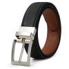 AWAYTR Reversible Kids Belts for Boys - Black and Brown Leather Belt for School Uniform Casual Jeans (100cm,Silver)