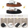 AWAYTR Reversible Kids Belts for Boys - Black and Brown Leather Belt for School Uniform Casual Jeans (100cm,Silver) view 3