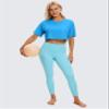 CRZ YOGA Womens Short Sleeve Tops Lightweight Breathable Workout Shirts High Neck Crop Tops Athletic Yoga T-Shirts Poolside Blue Small view 3