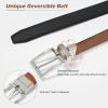 AWAYTR Reversible Kids Belts for Boys - Black and Brown Leather Belt for School Uniform Casual Jeans (90cm,Silver) view 2