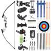 Bowfishing Recurve Bows Set for Adult Hunting Practice Shooting Fish with Solid Fishing Arrows and Bowfishing Bottle Reels (Silver) view 1