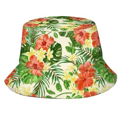 Hawaii Hawaiian Flowers Bucket Hats Fashion Sun Cap Packable Outdoor Fisherman Hat for Women and Men
