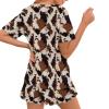 CLOHOMIN Brown Cow Print Women Pajama Set Cowhide Animal Faux Fur 2pc Fashionable Sleepwear Top with Matching Ruffle Hem Shorts Lightweight Plus Size Loungewear Cozy Short Sleeve PJ Set view 2