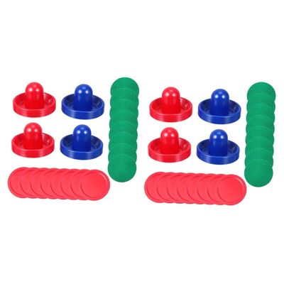 2sets Air Hockey Paddles and Pucks Replacement Accessories for Game Tables Strikers and Felt Pads for Enhanced Gliding Action