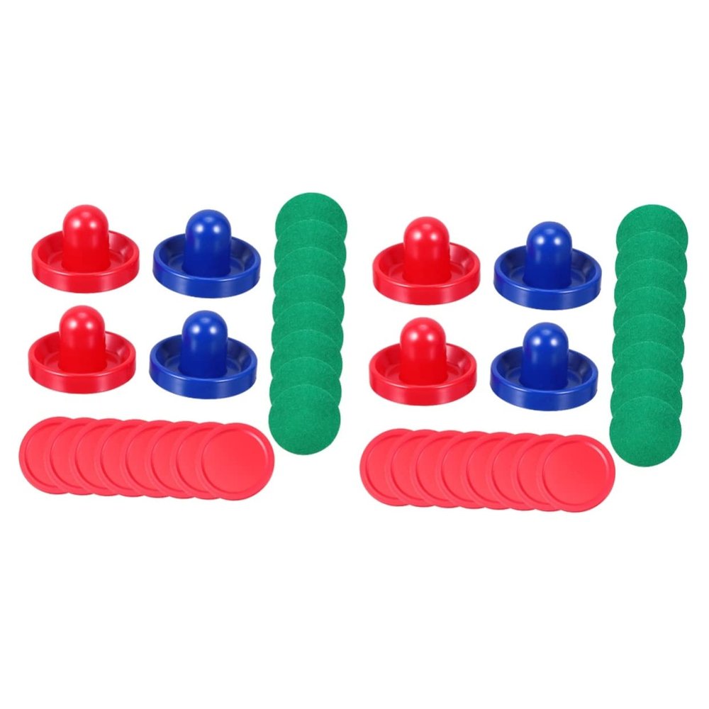 2sets Air Hockey Paddles and Pucks Replacement Accessories for Game Tables Strikers and Felt Pads for Enhanced Gliding Action
