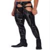 ACSUSS Mens Wet Look Leather Pants Tight Trousers Cutout Skinny Long Legging Pants Clubwear Black Large view 1