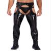 ACSUSS Mens Wet Look Leather Pants Tight Trousers Cutout Skinny Long Legging Pants Clubwear Black Large view 2