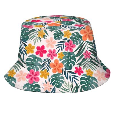 ROSIHODE Fashion Hawaii Hawaiian Flowers Print Bucket Hat Summer Fisherman Cap for Women Men