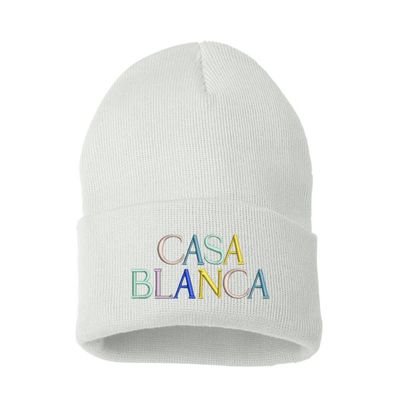 ALLNTRENDS Casablanca Embroidered Beanie Warm Winter Hat (White)