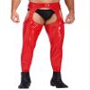 ACSUSS Mens Wet Look Leather Pants Tight Trousers Cutout Skinny Long Legging Pants Clubwear Red 4X-Large view 2