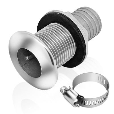 Boltigen Thru Hull Fittings for Boats, Stainless Steel Yacht Through Hull Connecter with Straight Barb, Marine Barbed Hose Skin Fitting Drain for 1 inch I.D. Hose