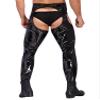 winying Men's Faux Leather Biker Casual Trousers Cutout Crotchless Long Pants Cowboy Costume Black 3X-Large view 4