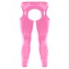 winying Men's Faux Leather Biker Casual Trousers Cutout Crotchless Long Pants Cowboy Costume Pink 4X-Large view 3