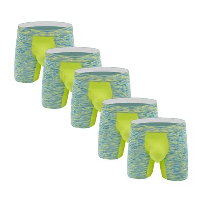 JEsilunmaMY Mens Color Block Athletic Boxer Trunks Anti-Chafing Sport Boxer Briefs Moisture-Wicking Separate Pouch Underwear (Green-5PC,Large)