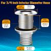 Boltigen Thru Hull Fittings for Boats, Stainless Steel Yacht Through Hull Connecter with Straight Barb, Marine Barbed Hose Skin Fitting Drain for 3/4 inch I.D. Hose view 2