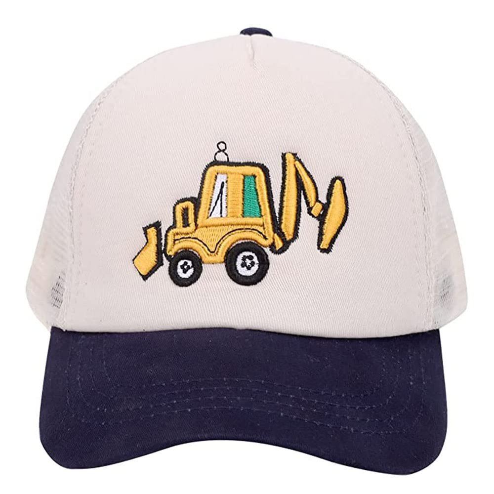 Cute Embroidery Excavator Toddler Kids Baseball Cap Adjustable Cotton Washed Vintage Funny Dad Hat for Boys Girls Age 2-8