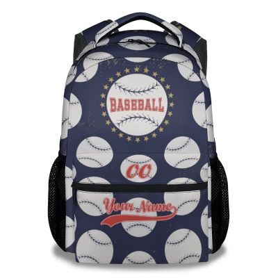 XaocNyx Personalized Baseball School Backpack for Boys, 16 Inch Dark Blue Backpacks for Kids Age 10-12, Cool Lightweight Bookbag for Travel