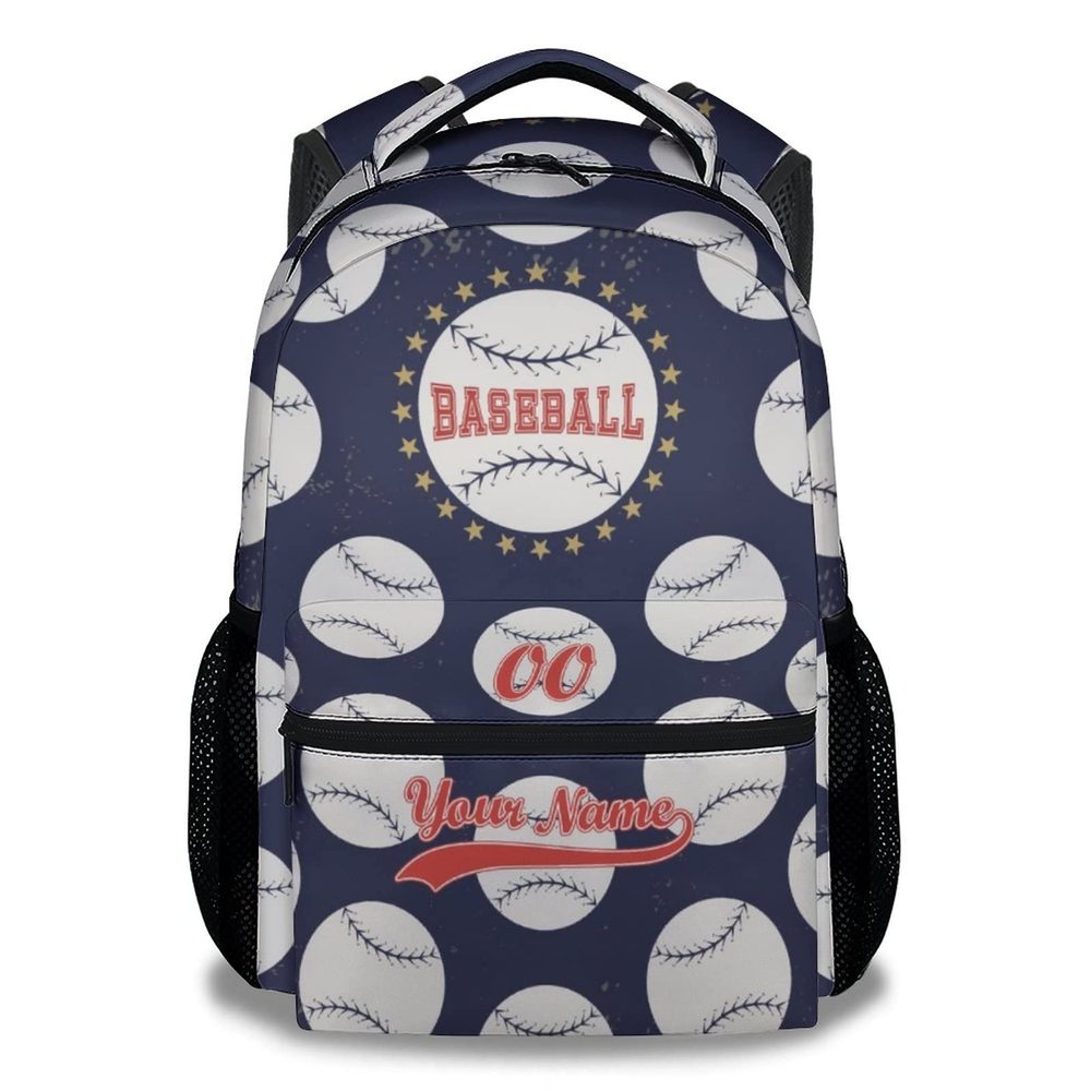 XaocNyx Personalized Baseball School Backpack for Boys, 16 Inch Dark Blue Backpacks for Kids Age 10-12, Cool Lightweight Bookbag for Travel