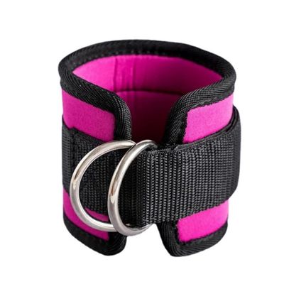 Ankle Strap D-Ring Thigh Leg Pulley Gym Weight Lifting Multi Padded Cable Attachment Gym (Pink)