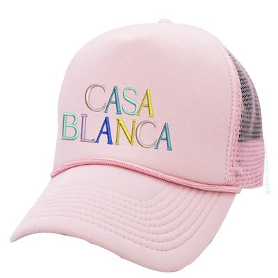 ALLNTRENDS Casablanca Embroidered Trucker Hat Adult Baseball Cap Adjustable Snapback (Light Pink)
