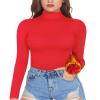 MANGOPOP Women's Mock Turtle Neck Fleece Lined Long Sleeve Thermal Underwear T Shirt Tops Tee Red view 1