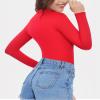 MANGOPOP Women's Mock Turtle Neck Fleece Lined Long Sleeve Thermal Underwear T Shirt Tops Tee Red view 2
