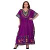 African print Women Kaftan Dress Tunic Long Maxi Plus Size Polyester Print Caftan Gown Beach Party Casual Kimono Nightdress (Purple) view 1