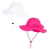 Baby Girl Sun Hat with UPF 50+ Outdoor Adjustable Beach Hat with Wide Brim Bucket Hats (6-12 Months,White & Rose-red 2pcs) view 1